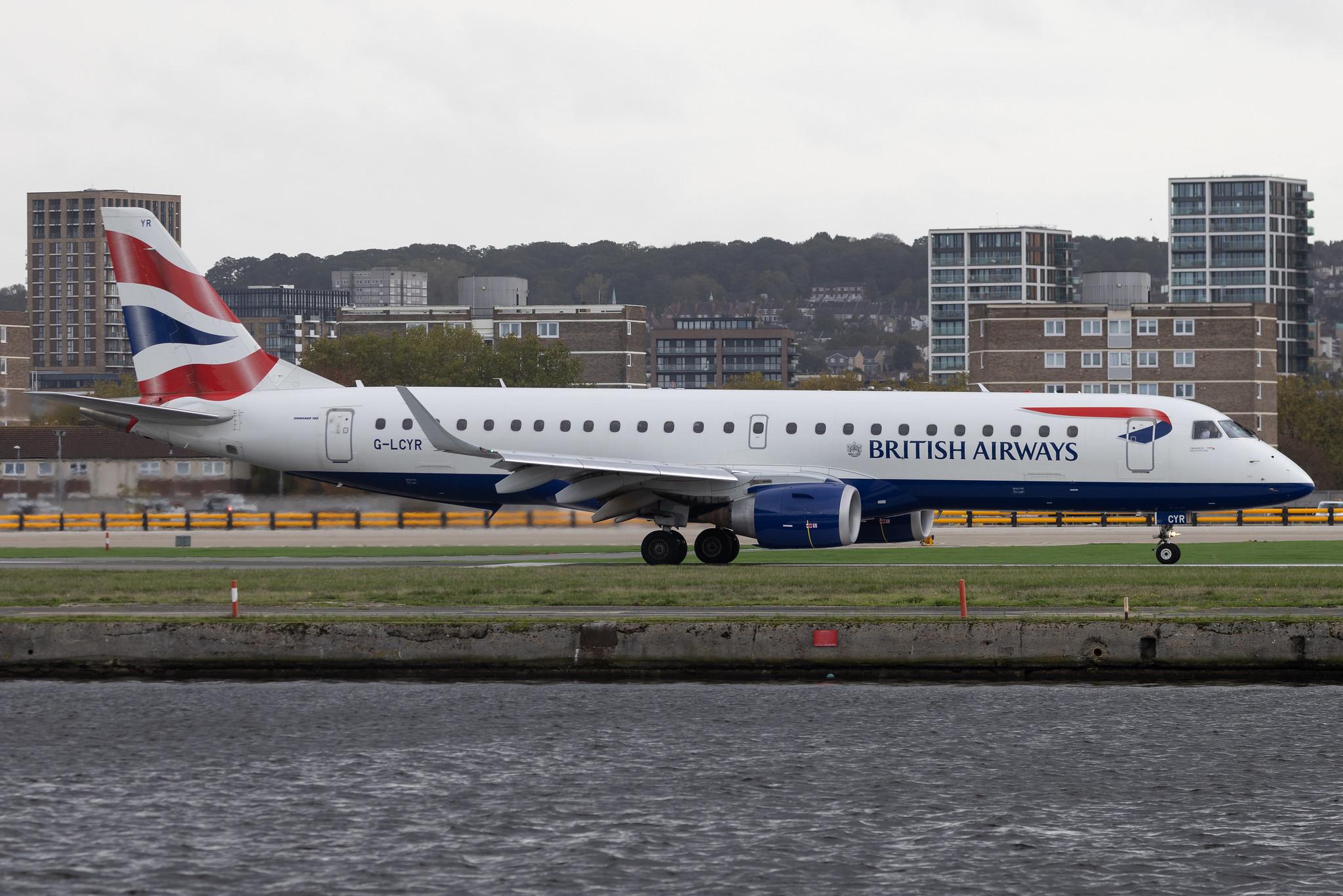 London City Airport: British Airways (BA / BAW) | Operator: BA CityFlyer | Embraer E190SR E190 | G-LCYR | MSN 19000563