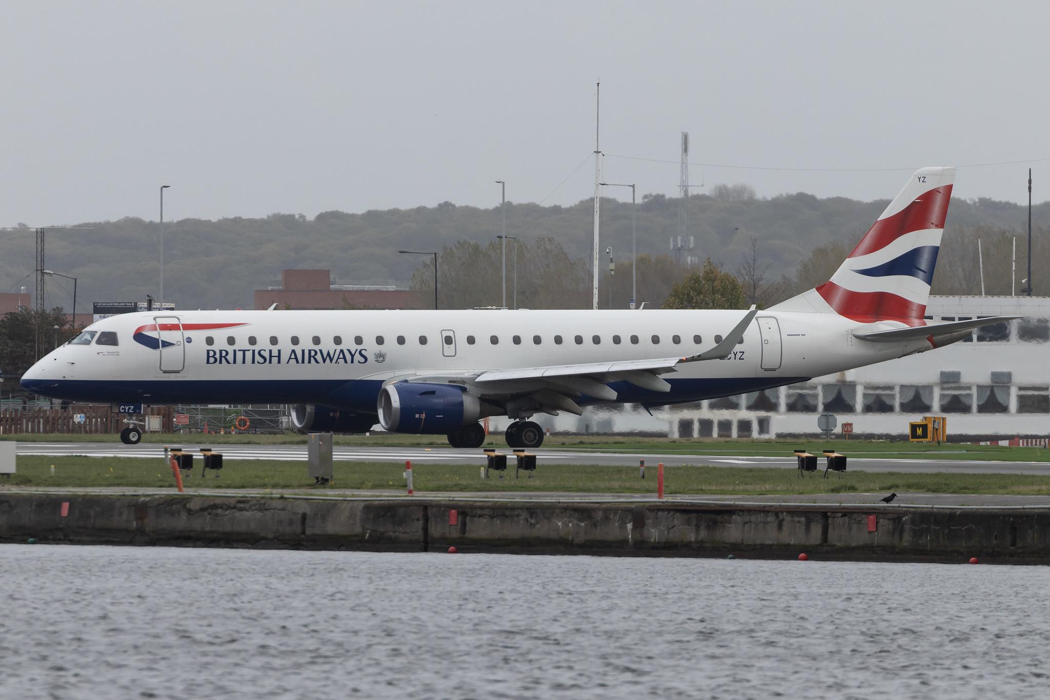 London City Airport: British Airways (BA / BAW) | Operator: BA CityFlyer | Embraer E190SR E190 | G-LCYZ | MSN 19000404