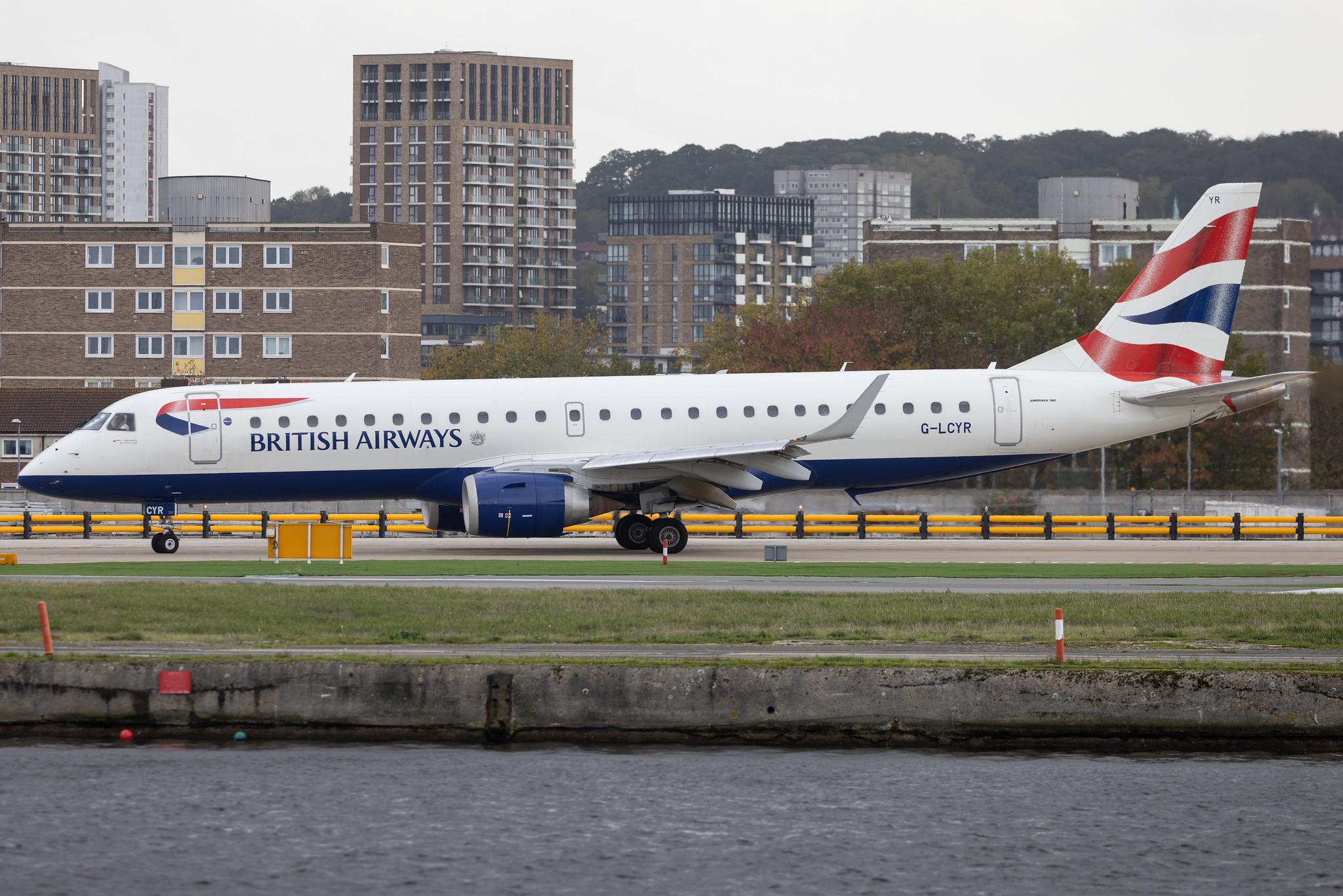 London City Airport: British Airways (BA / BAW) | Operator: BA CityFlyer | Embraer E190SR E190 | G-LCYR | MSN 19000563