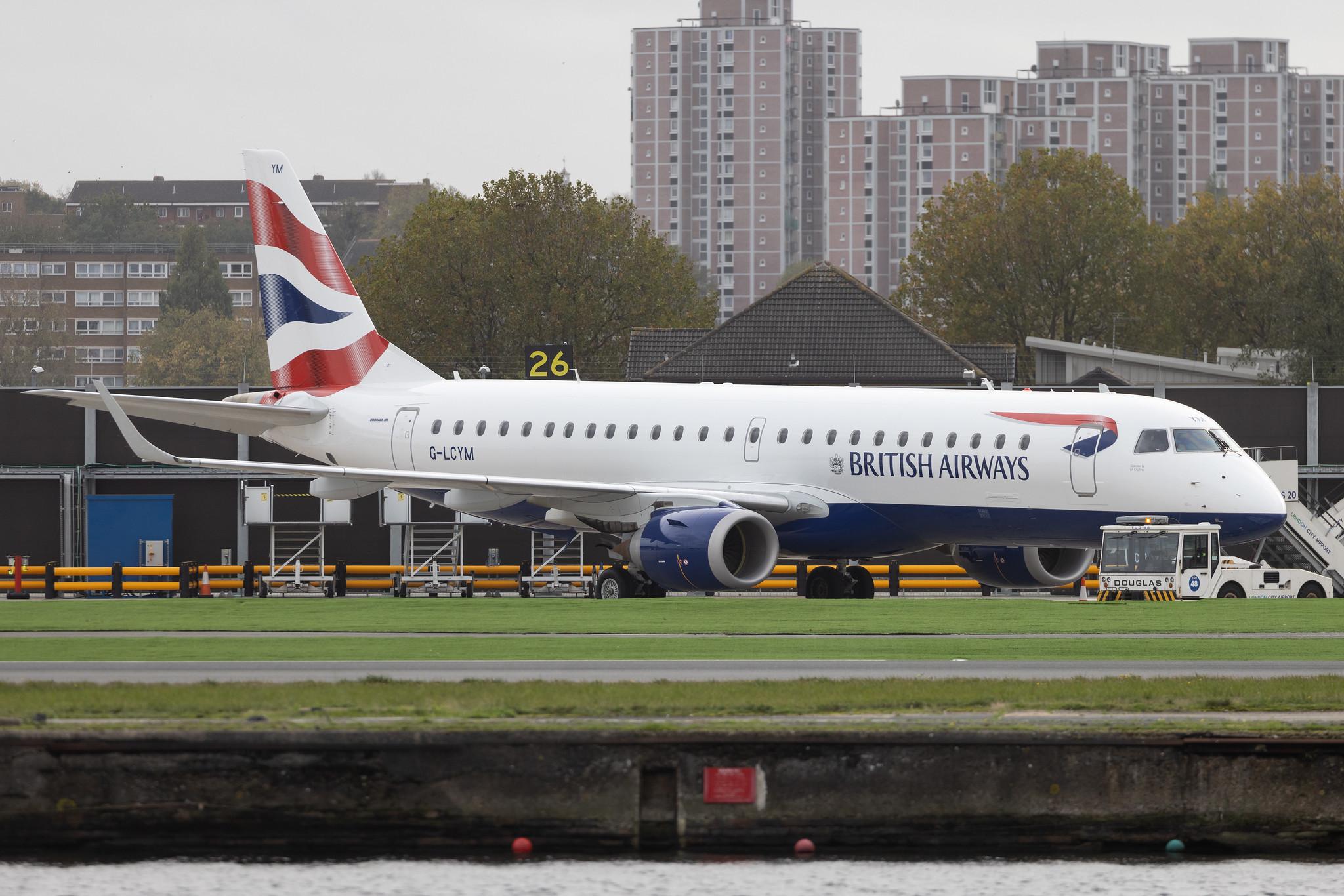 London City Airport: British Airways (BA / BAW) | Operator: BA CityFlyer | Embraer E190SR E190 | G-LCYM | MSN 19000351