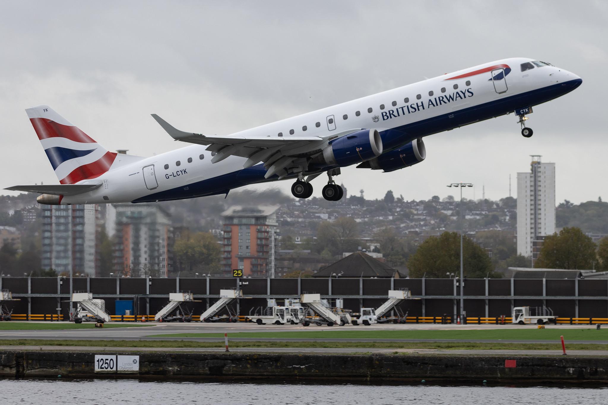 London City Airport: British Airways (BA / BAW) | Operator: BA CityFlyer | Embraer E190SR E190 | G-LCYK | MSN 19000343