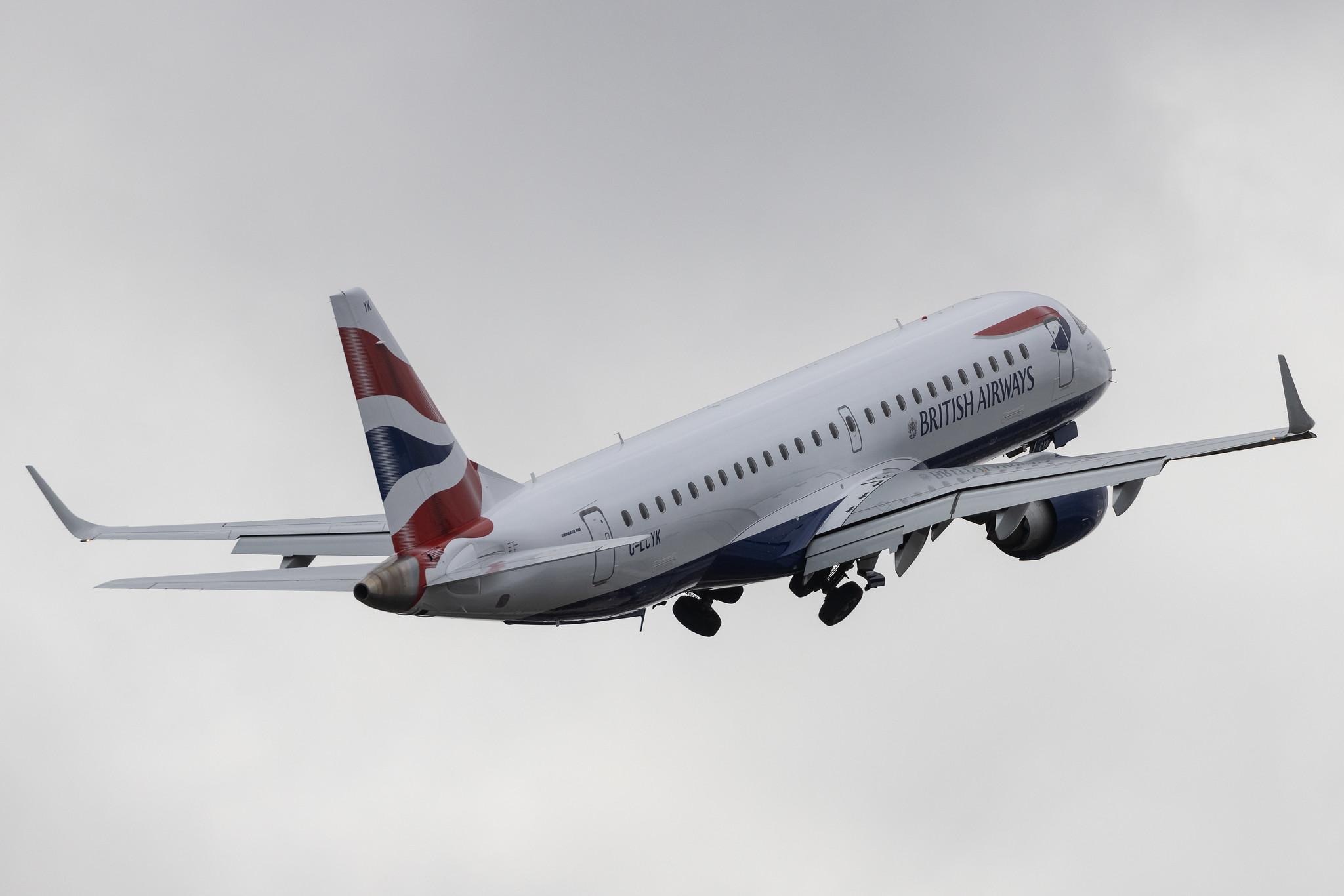London City Airport: British Airways (BA / BAW) | Operator: BA CityFlyer | Embraer E190SR E190 | G-LCYK | MSN 19000343
