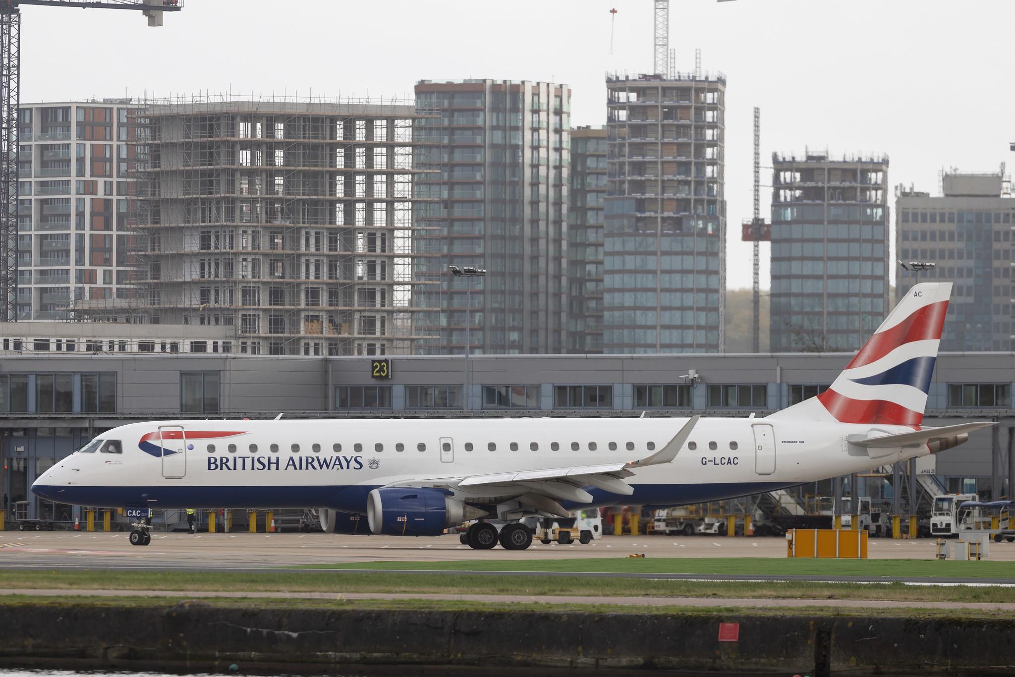 London City Airport: British Airways (BA / BAW) | Operator: BA CityFlyer | Embraer E190LR E190 | G-LCAC | MSN 19000513