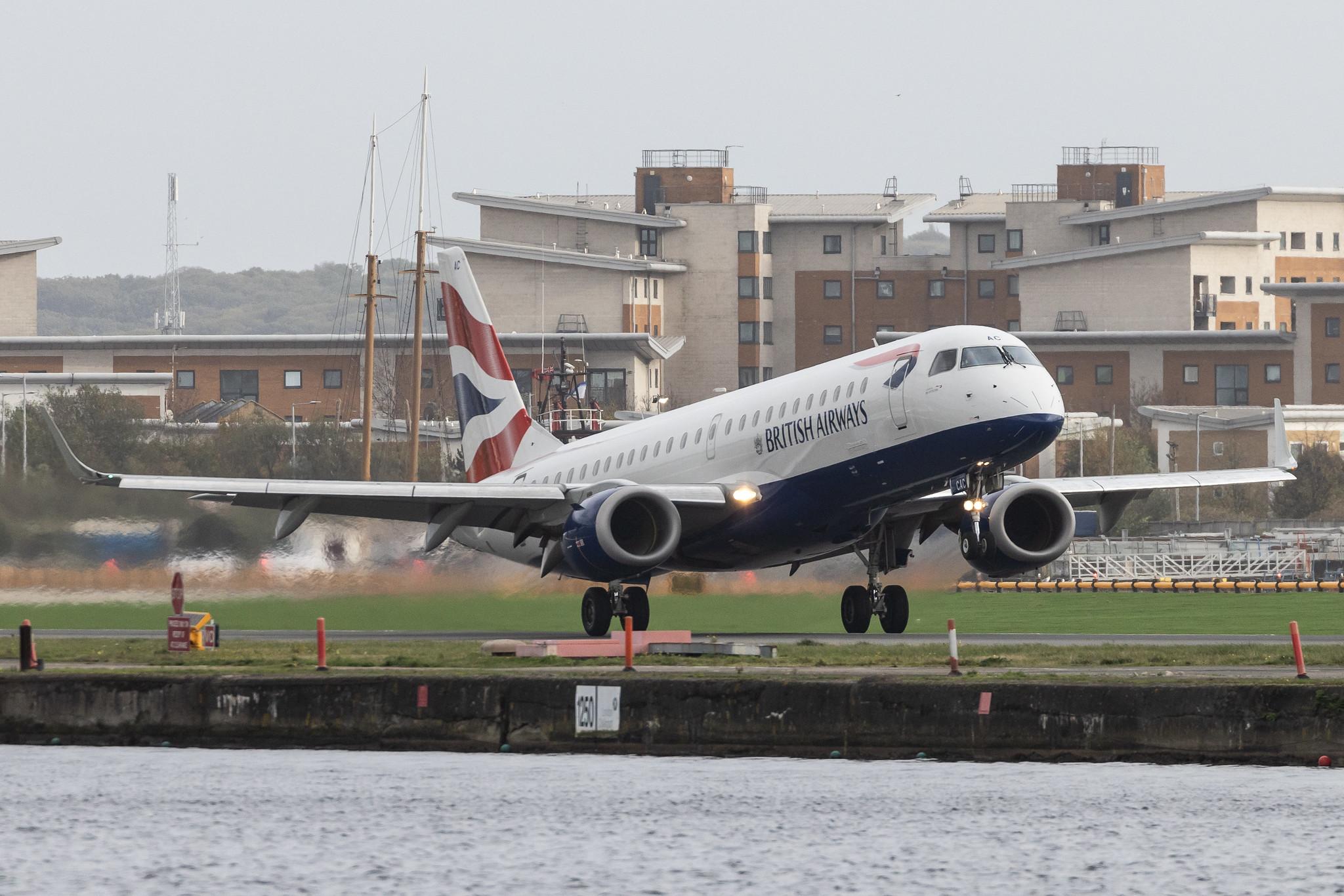 London City Airport: British Airways (BA / BAW) | Operator: BA CityFlyer | Embraer E190LR E190 | G-LCAC | MSN 19000513
