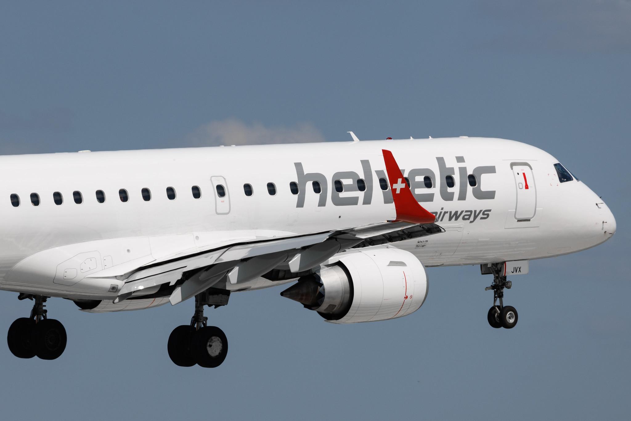 Warsaw Chopin Airport: Helvetic Airways (2L / OAW) | Embraer E190LR E190 | HB-JVX | MSN 19000603