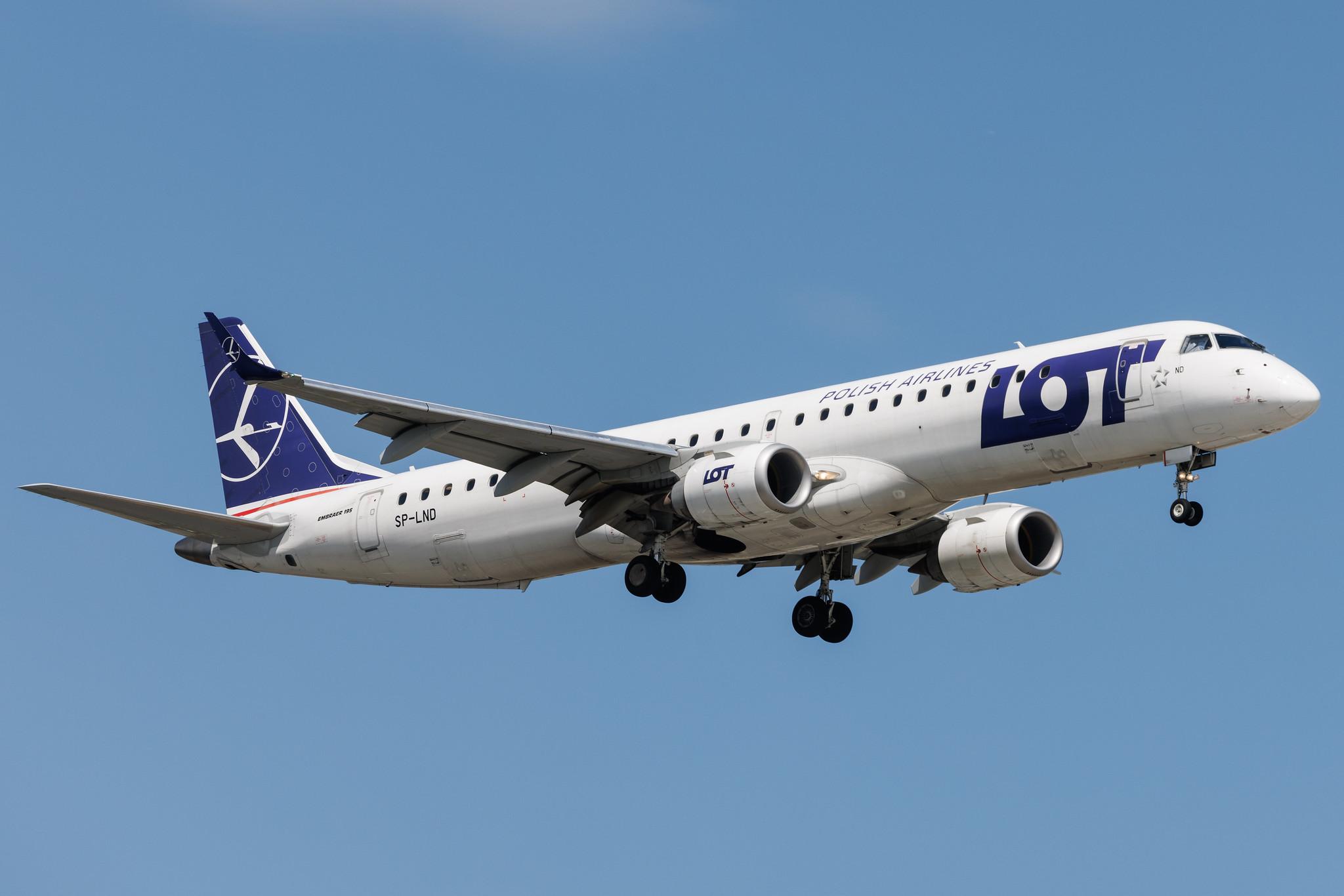 Warsaw Chopin Airport: LOT (LO / LOT) | Embraer E195LR E195 | SP-LND | MSN 19000516