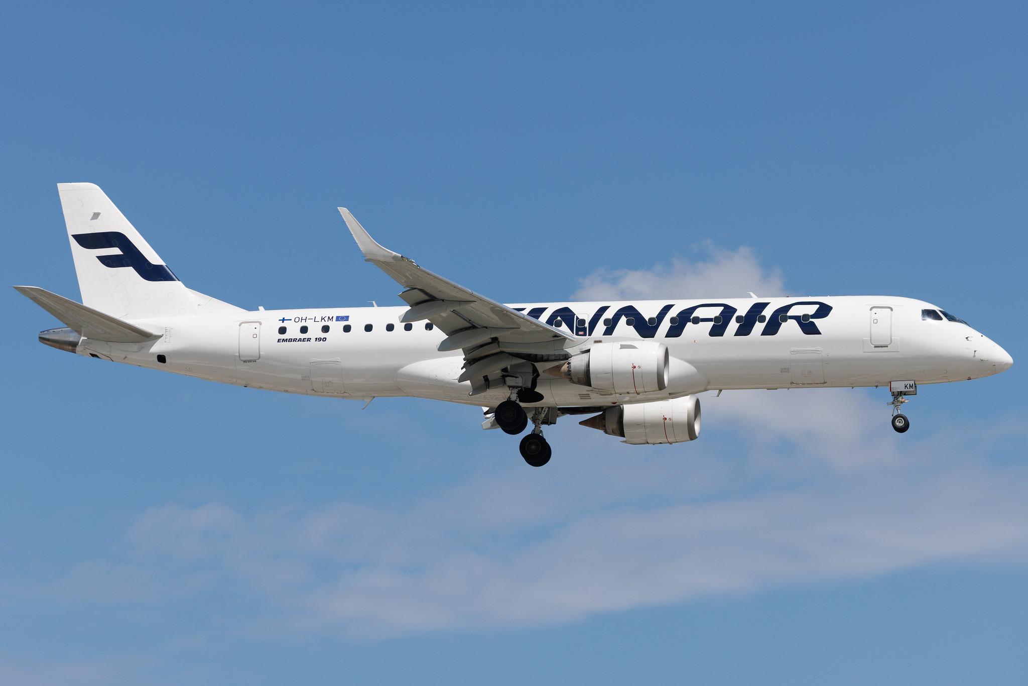 Warsaw Chopin Airport: Finnair (AY / FIN) | Operator: NORRA | Embraer E190LR E190 | OH-LKM | MSN 19000160