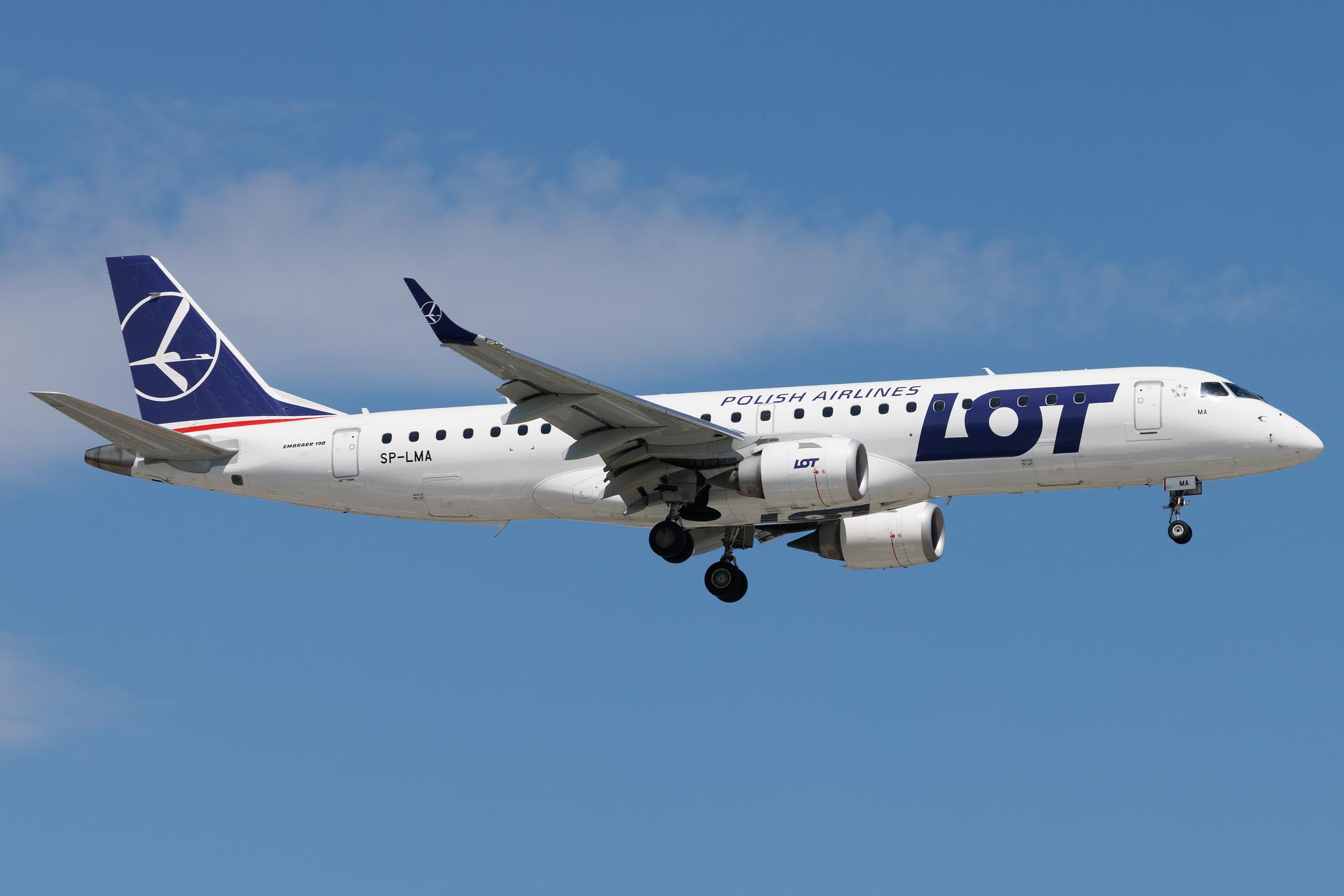 Warsaw Chopin Airport: LOT (LO / LOT) | Embraer E190STD E190 | SP-LMA | MSN 19000761