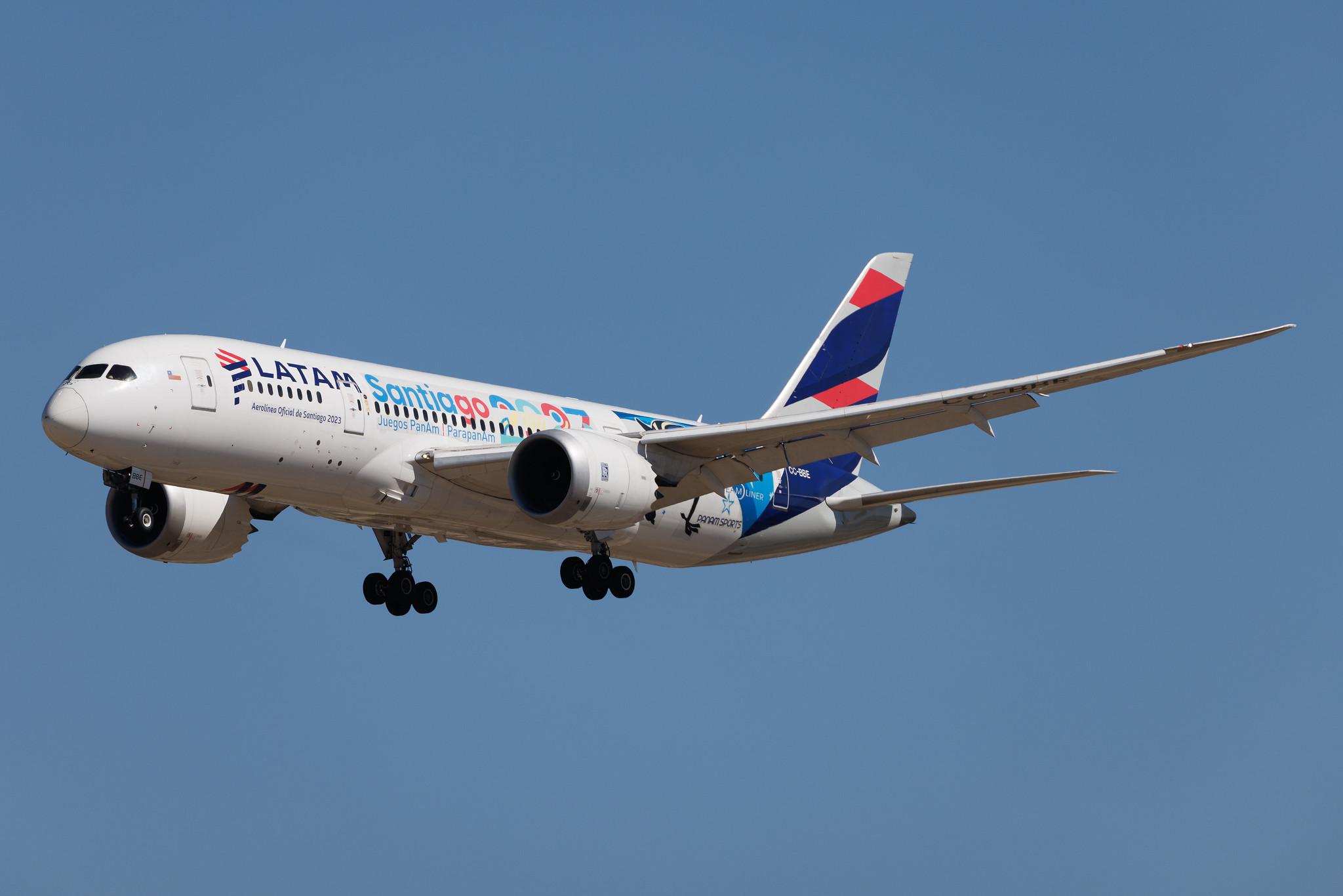 Madrid Barajas Airport: LATAM Airlines (LA / LAN) | Livery: Juegos Santiago 2023 Livery | Boeing 787-8 Dreamliner B788 | CC-BBE | MSN 38473
