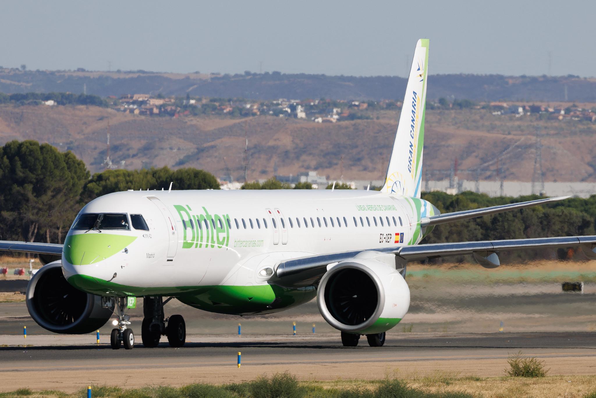 Madrid Barajas Airport: Binter Canarias (NT / IBB) | Livery: Gran Canaria una Isla Mundial 2030 | Embraer E195-E2 E295 | EC-OEP | MSN 19020119