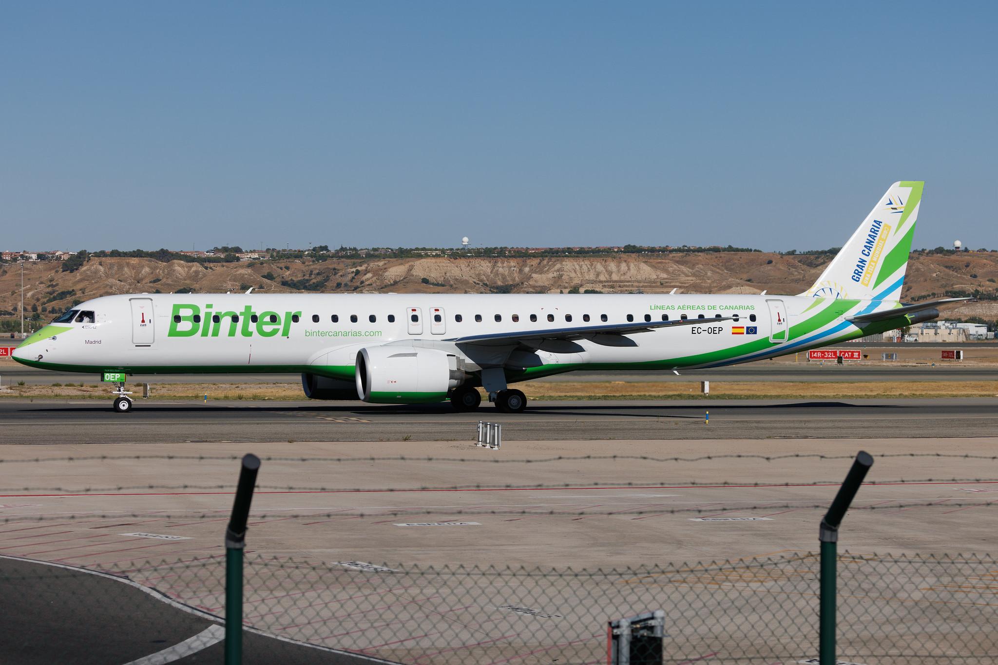 Madrid Barajas Airport: Binter Canarias (NT / IBB) | Livery: Gran Canaria una Isla Mundial 2030 | Embraer E195-E2 E295 | EC-OEP | MSN 19020119