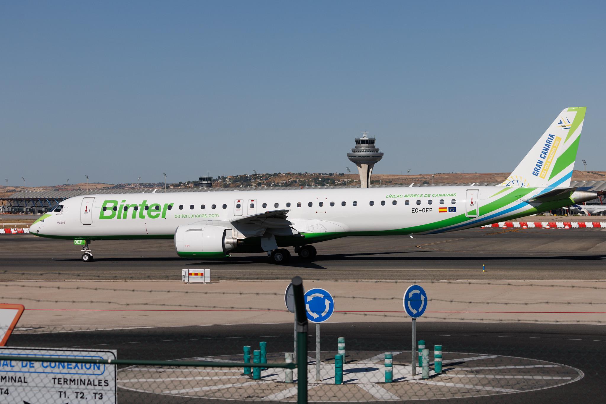 Madrid Barajas Airport: Binter Canarias (NT / IBB) | Livery: Gran Canaria una Isla Mundial 2030 | Embraer E195-E2 E295 | EC-OEP | MSN 19020119