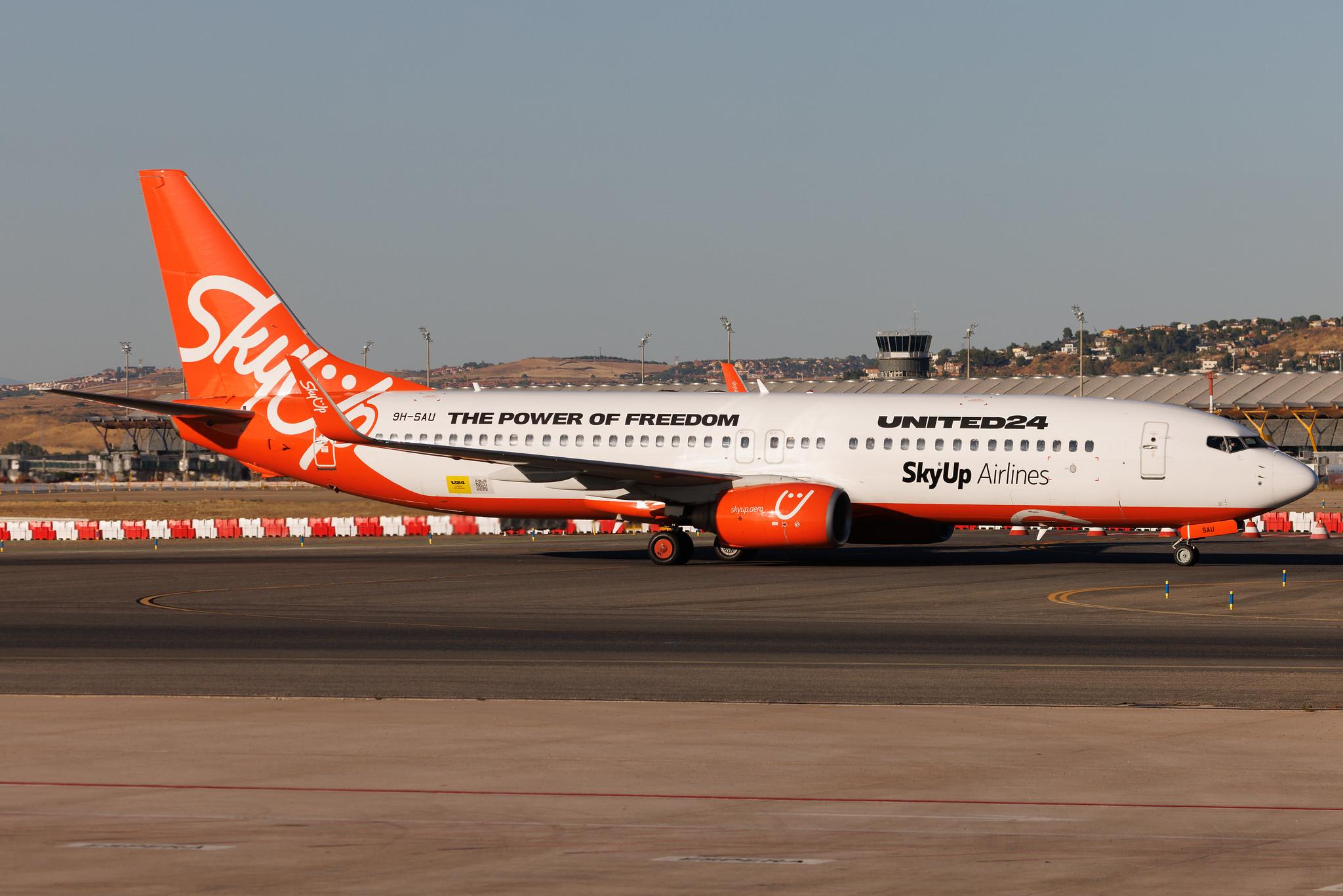 Madrid Barajas Airport: SkyUp Airlines (PQ / SQP) | Operator: SkyUp Europe | Boeing 737-8KN B738 | 9H-SAU | MSN 40249