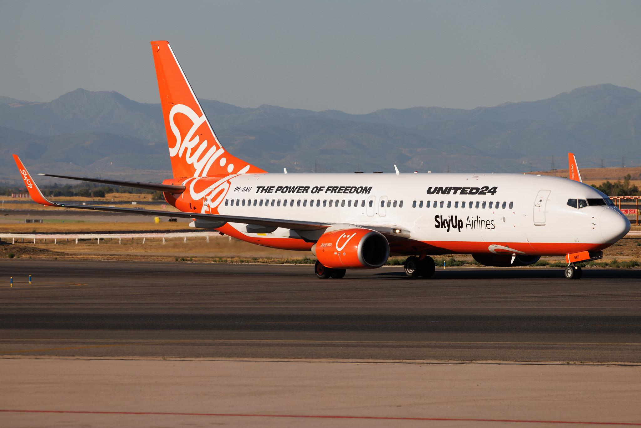 Madrid Barajas Airport: SkyUp Airlines (PQ / SQP) | Operator: SkyUp Europe | Boeing 737-8KN B738 | 9H-SAU | MSN 40249