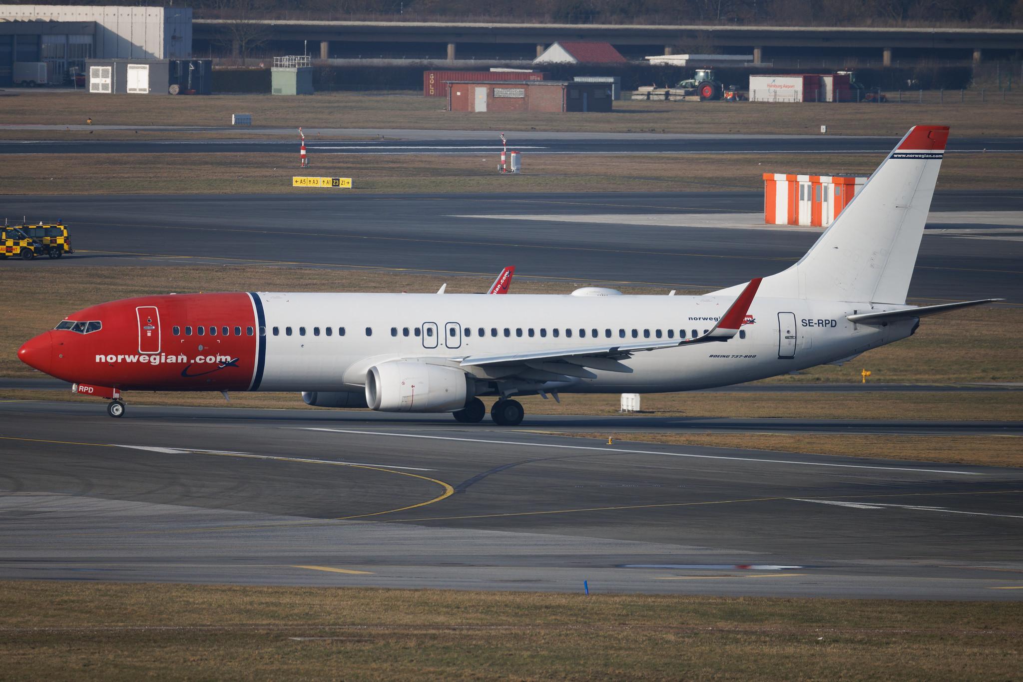 Hamburg Airport: Norwegian (DY / NOZ) | Operator: Norwegian Air Sweden | Boeing 737-8JP B738 | SE-RPD | MSN 41152