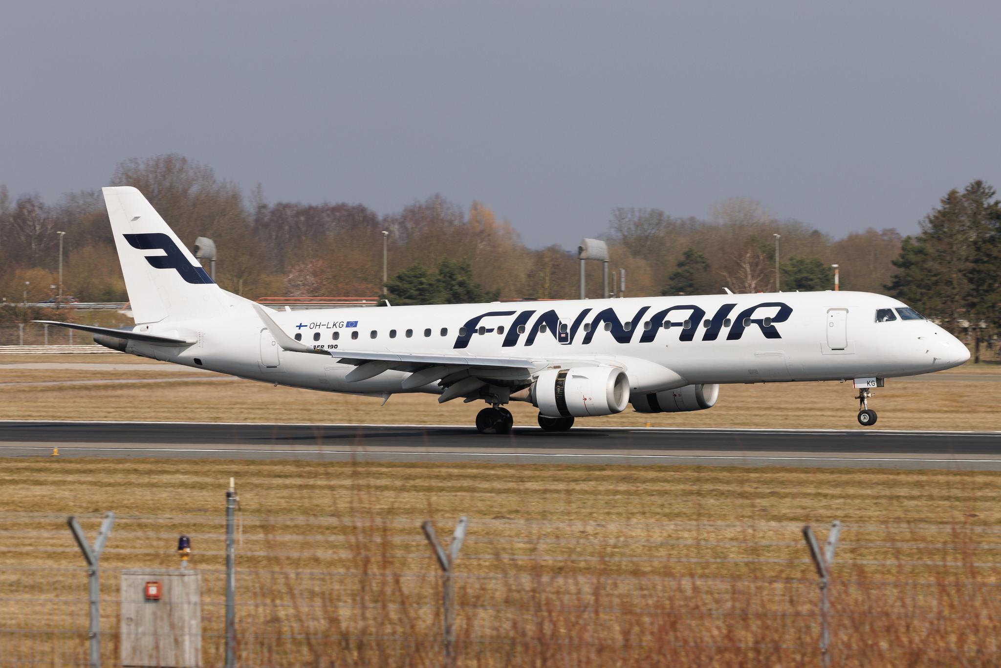Hamburg Airport: Finnair (AY / FIN) | Operator: NORRA | Embraer E190LR E190 | OH-LKG | MSN 19000079