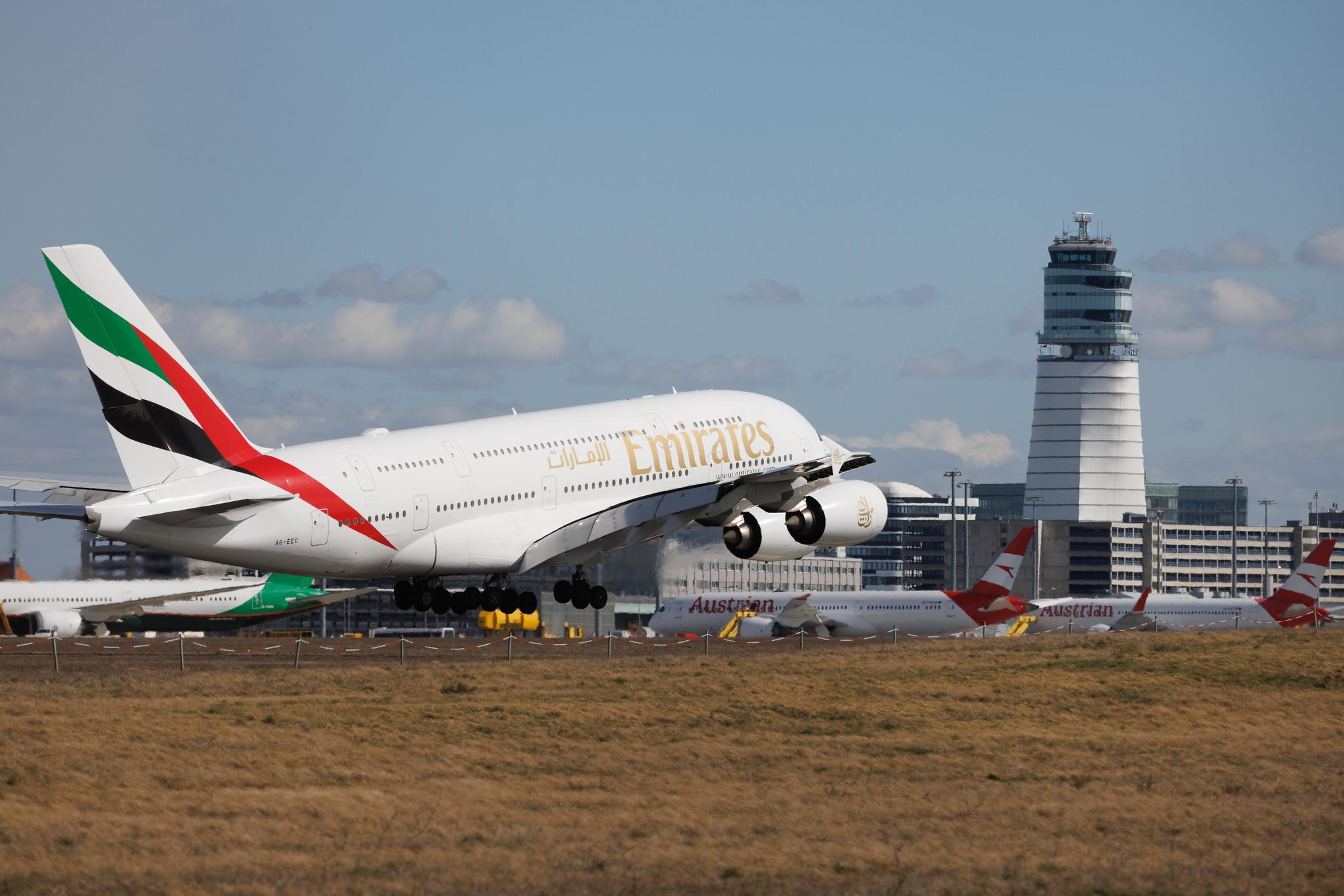 Vienna International Airport: Emirates (EK / UAE) | Airbus A380-861 A388 | A6-EEG | MSN 116
