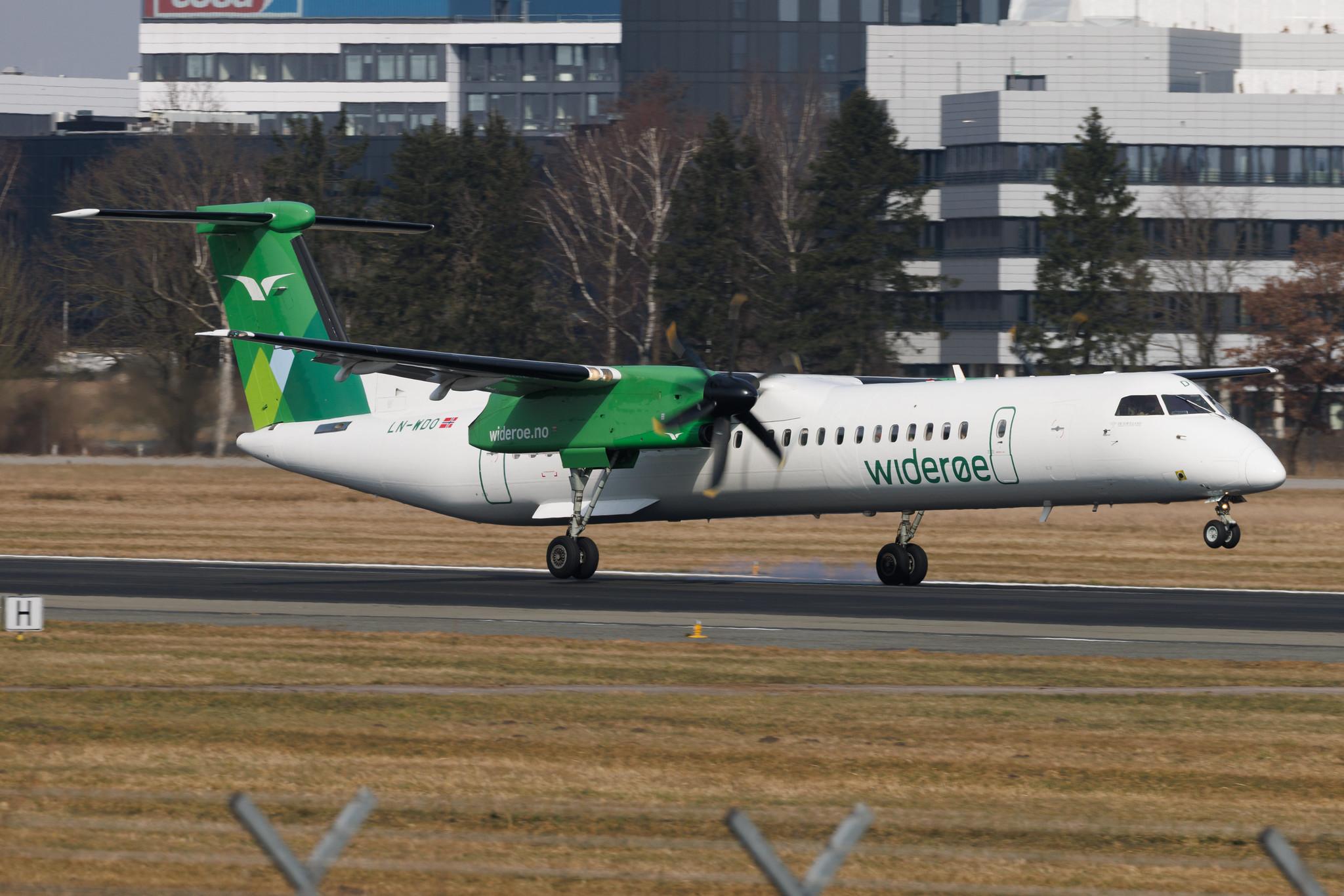 Hamburg Airport: Wideroe (WF / WIF) | De Havilland Canada Dash 8-400 DH8D | LN-WDO | MSN 4314