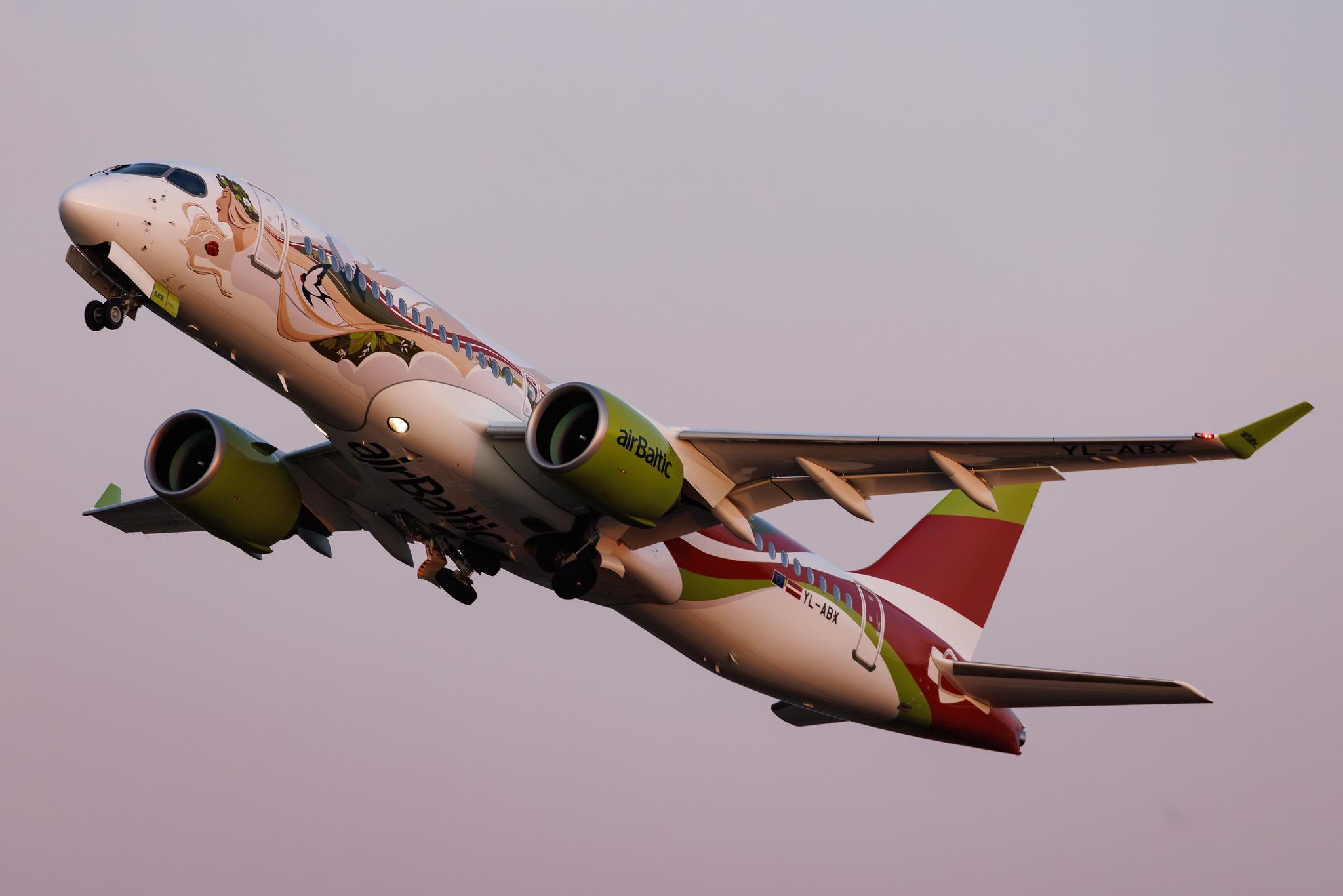 Hamburg Airport: Air Baltic (BT / BTI) | Livery: Baltic Heritage Livery | Airbus A220-300 BCS3 | YL-ABX | MSN 55329