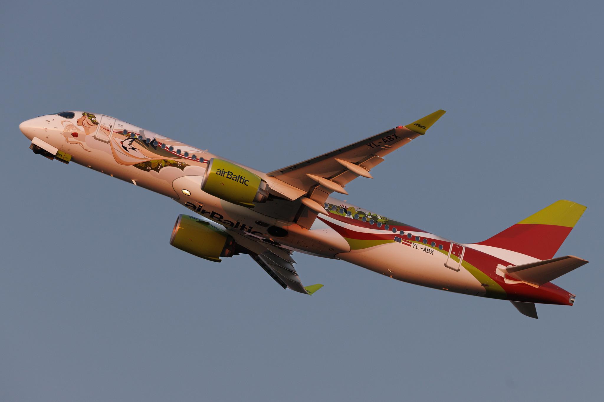 Hamburg Airport: Air Baltic (BT / BTI) | Livery: Baltic Heritage Livery | Airbus A220-300 BCS3 | YL-ABX | MSN 55329