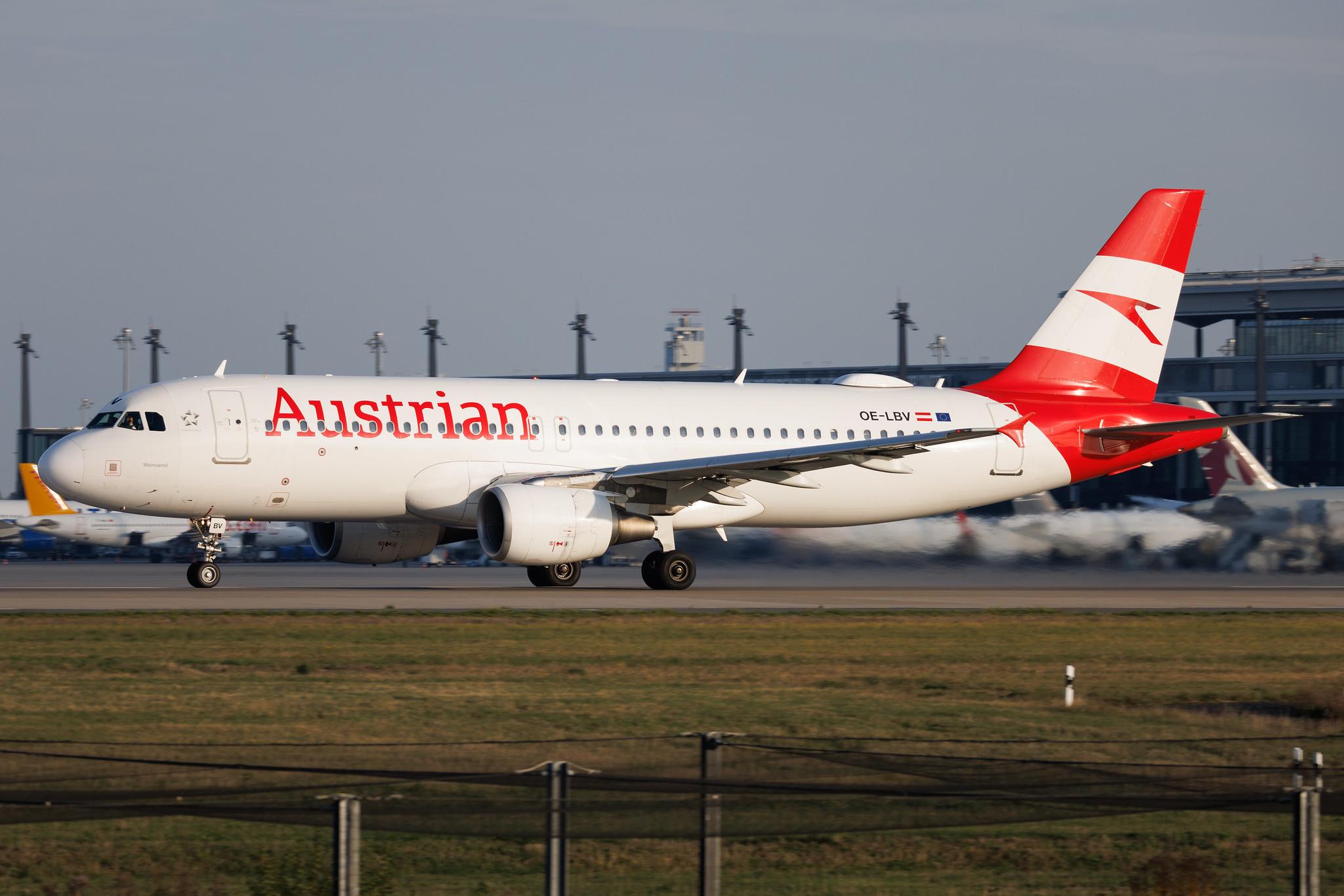 Flughafen Berlin Brandenburg: Austrian Airlines (OS / AUA) | Airbus A320-214 A320 | OE-LBV | MSN 1385