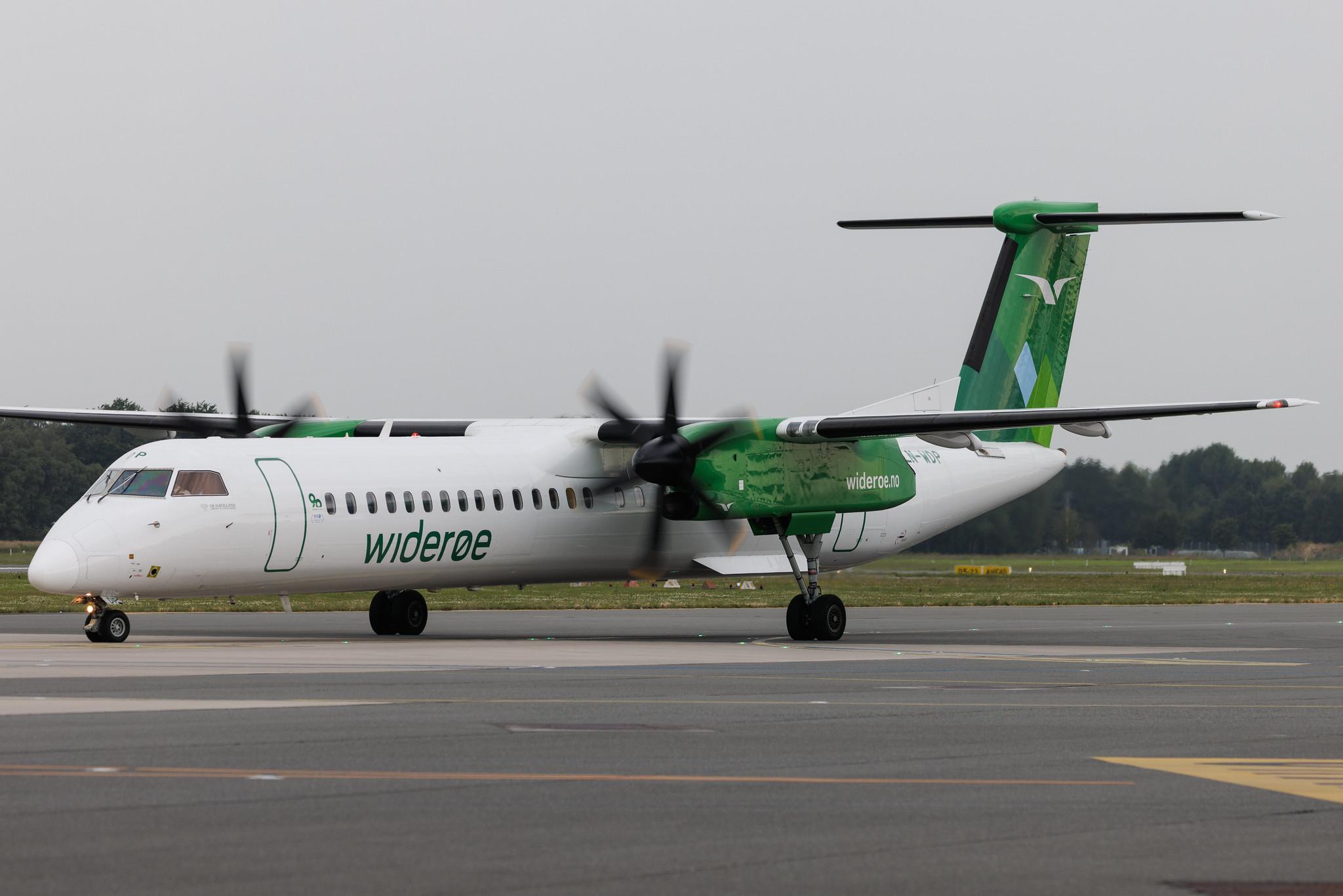 Hamburg Airport: Wideroe (WF / WIF) | De Havilland Canada Dash 8-400 DH8D | LN-WDP | MSN 4318