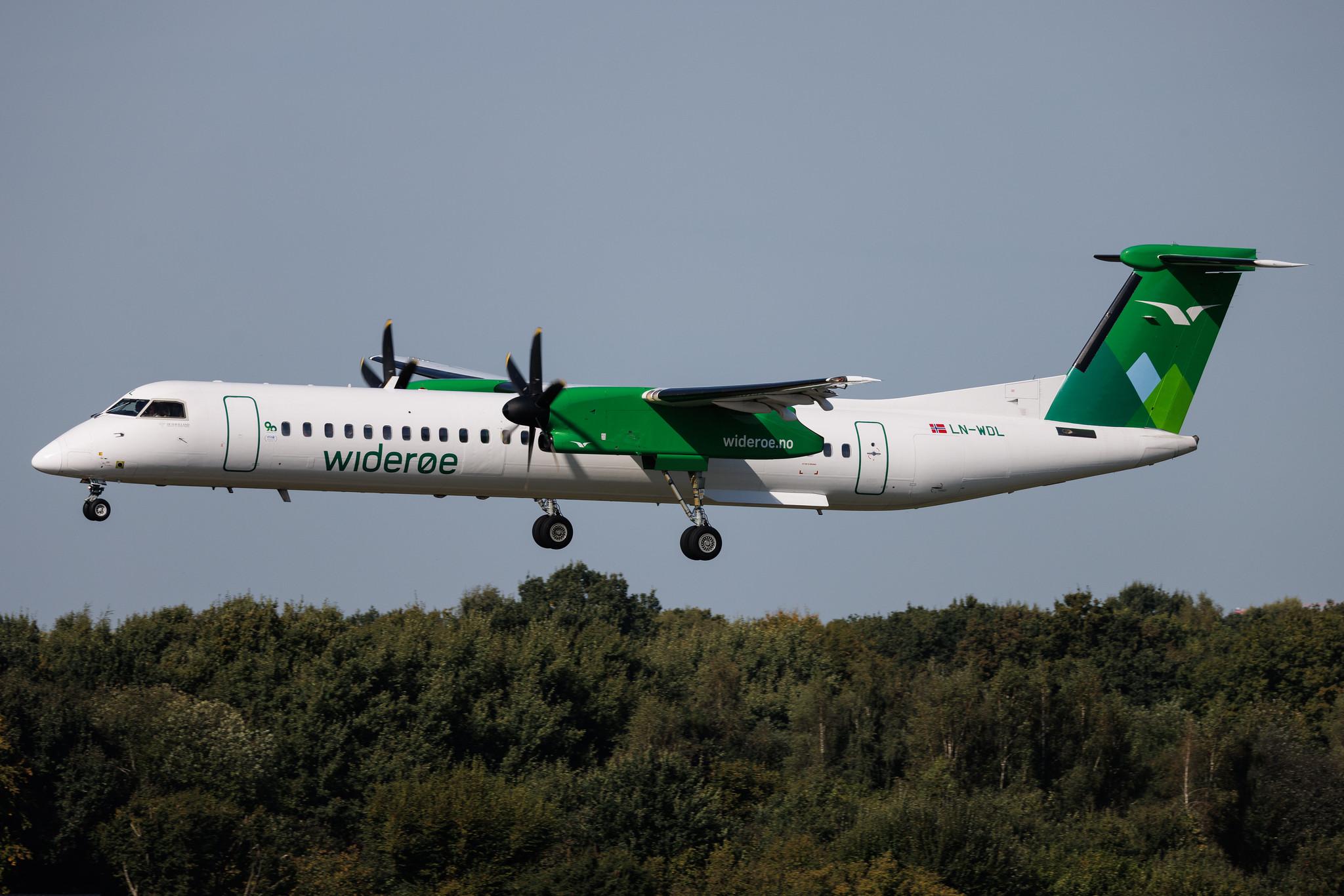 Hamburg Airport: Wideroe (WF / WIF) | De Havilland Canada Dash 8-400 DH8D | LN-WDL | MSN 4392