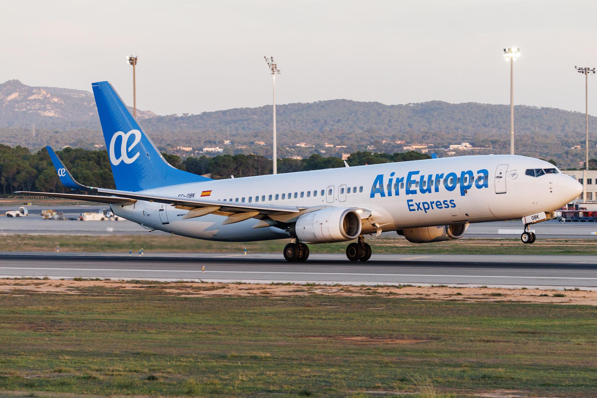 Palma de Mallorca Airport: Air Europa (UX / AEA) | Operator: Air Europa Express | Boeing 737-8GJ B738 | EC-OBK | MSN 37365