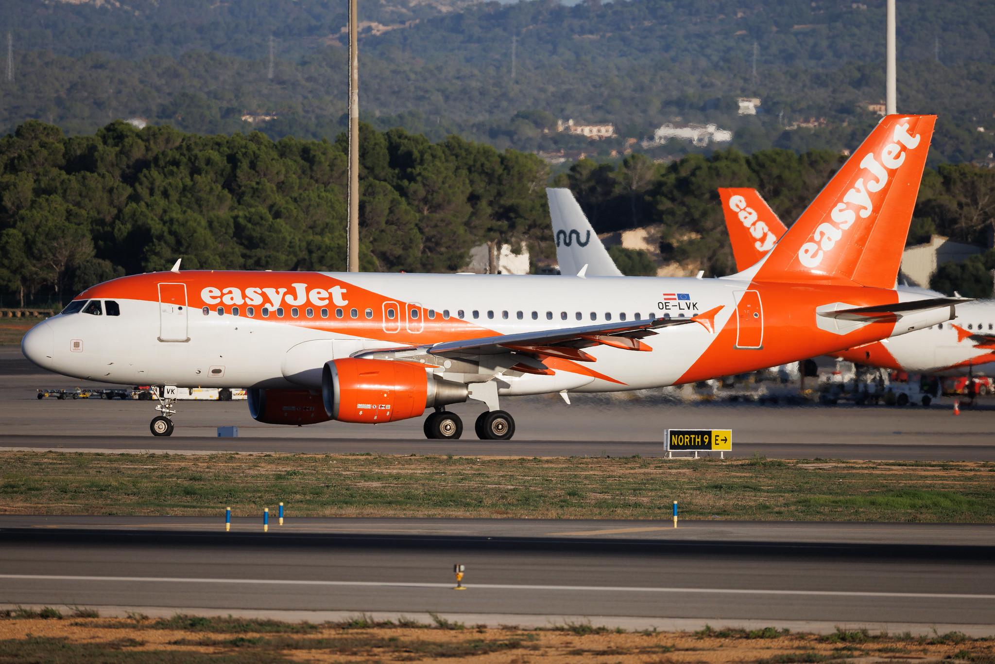 Palma de Mallorca Airport: easyJet (U2 / EZY) | Operator: easyJet Europe | Airbus A319-111 A319 | OE-LVK | MSN 02782