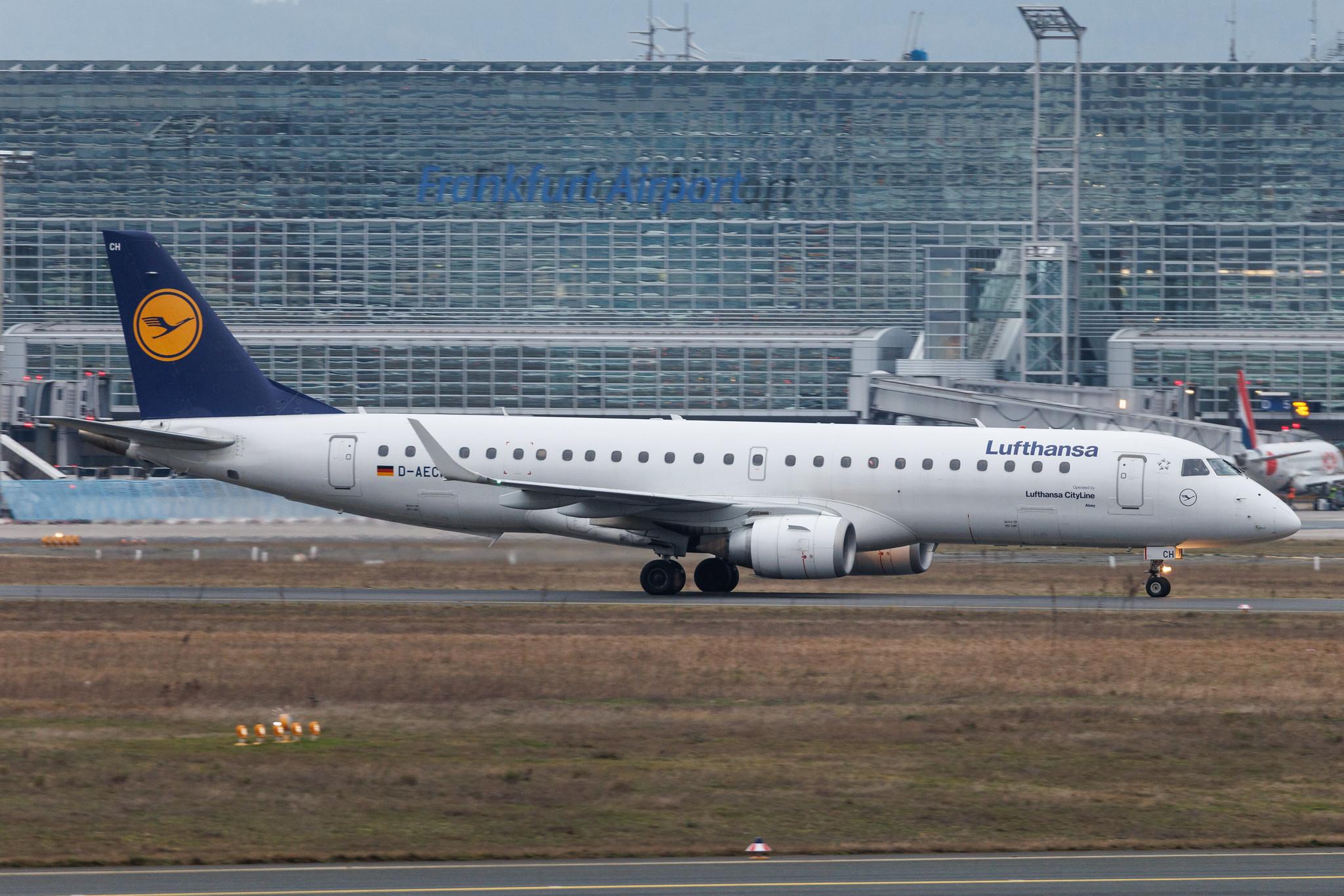 Frankfurt Airport: Lufthansa (LH / DLH) | Operator: Lufthansa CityLine | Embraer E190LR E190 | D-AECH | MSN 19000376