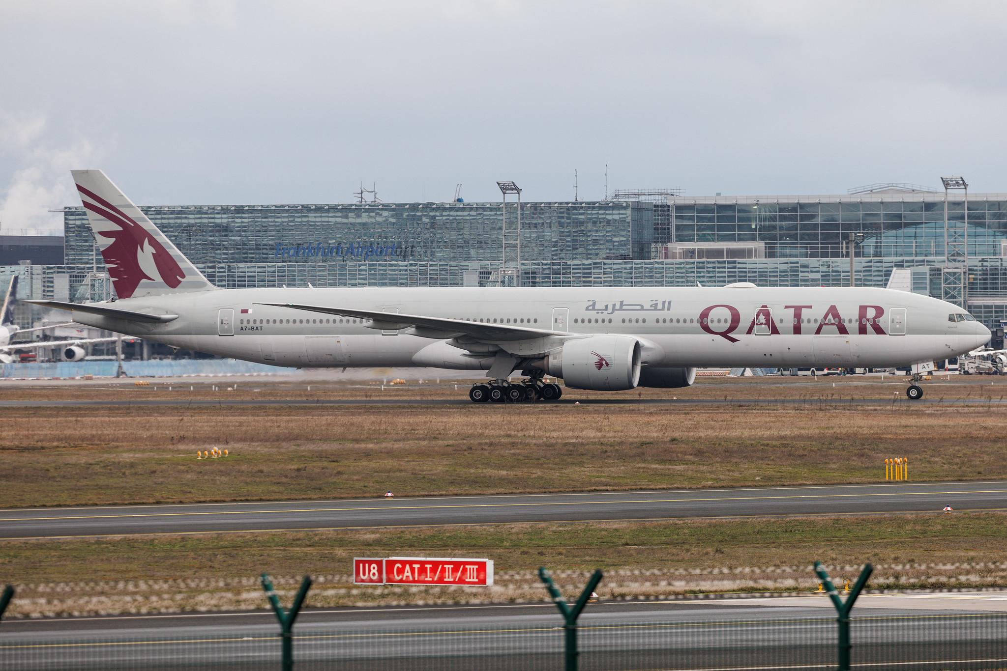 Frankfurt Airport: Qatar Airways (QR / QTR) | Boeing 777-3DZ(ER) B77W | A7-BAT | MSN 41738