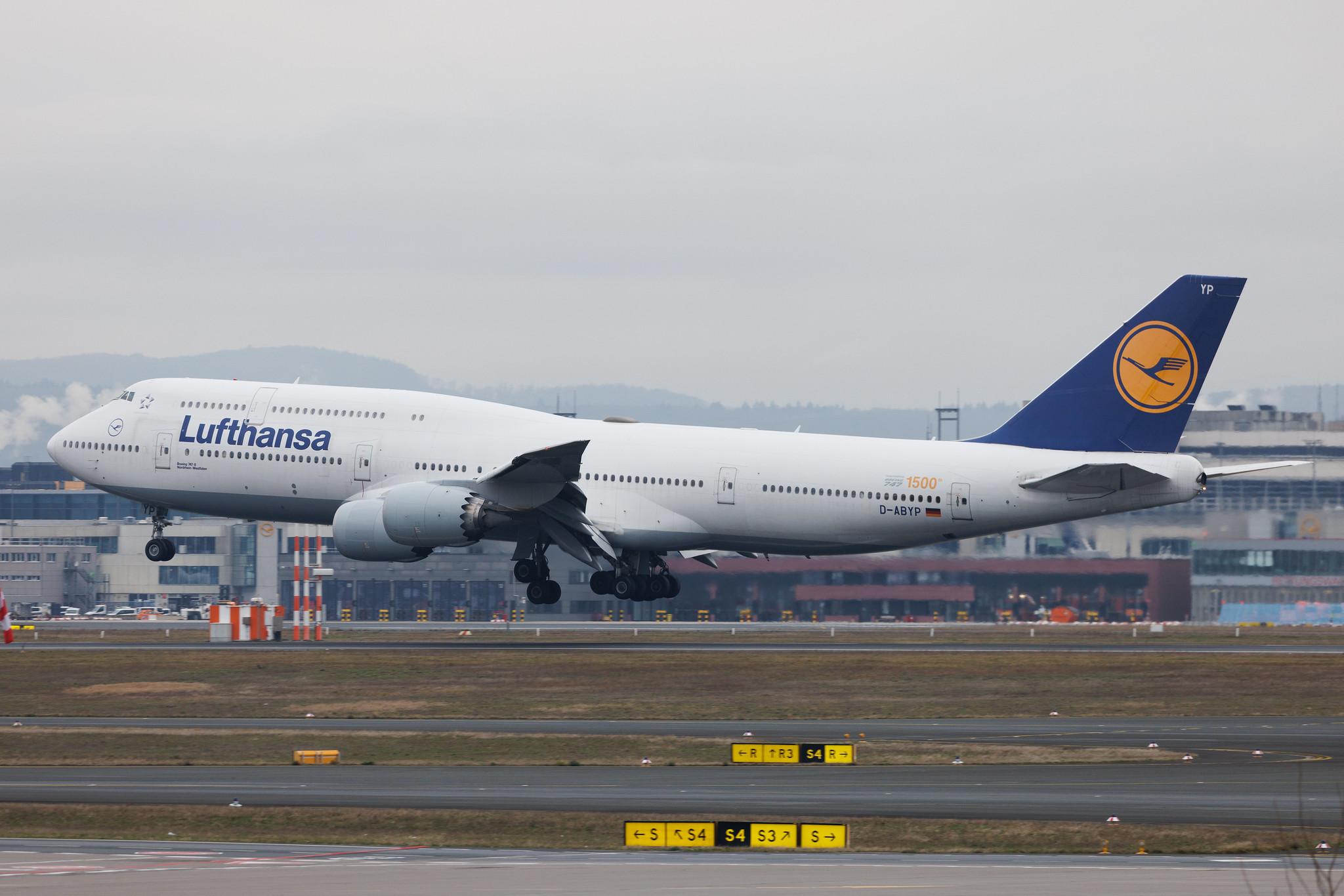 Frankfurt Airport: Lufthansa (LH / DLH) | Livery: 1500th 747 Sticker | Boeing 747-830 B748 | D-ABYP | MSN 37839