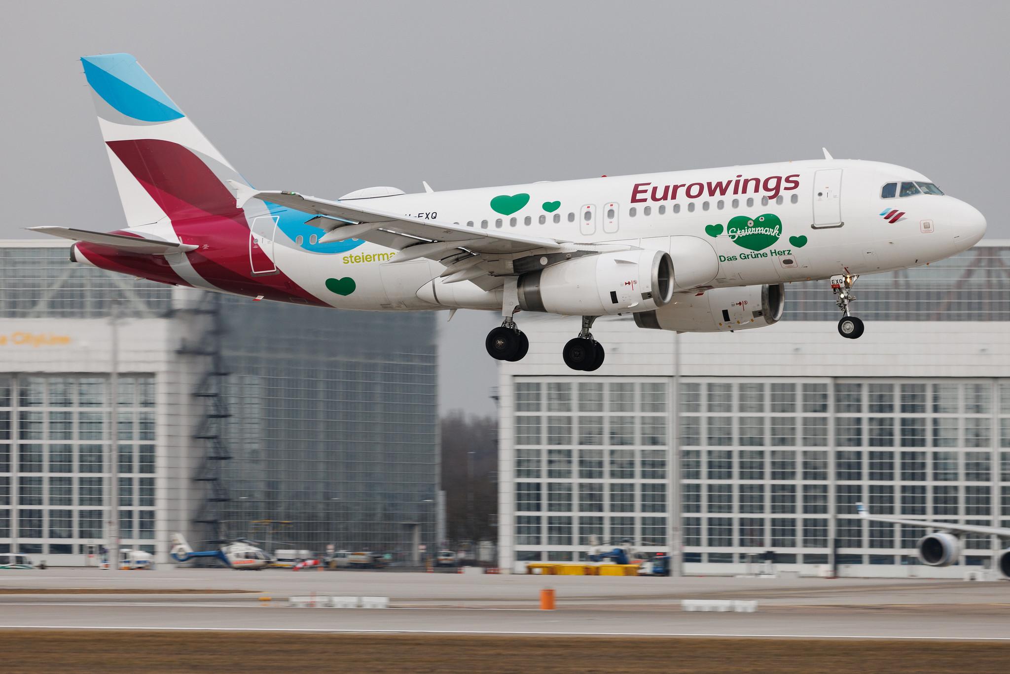 Munich Airport: Eurowings (EW / EWG) | Livery: Steiermark Sticker | Operator: Eurowings Europe | Airbus A319-132 A319 | 9H-EXQ | MSN 04256