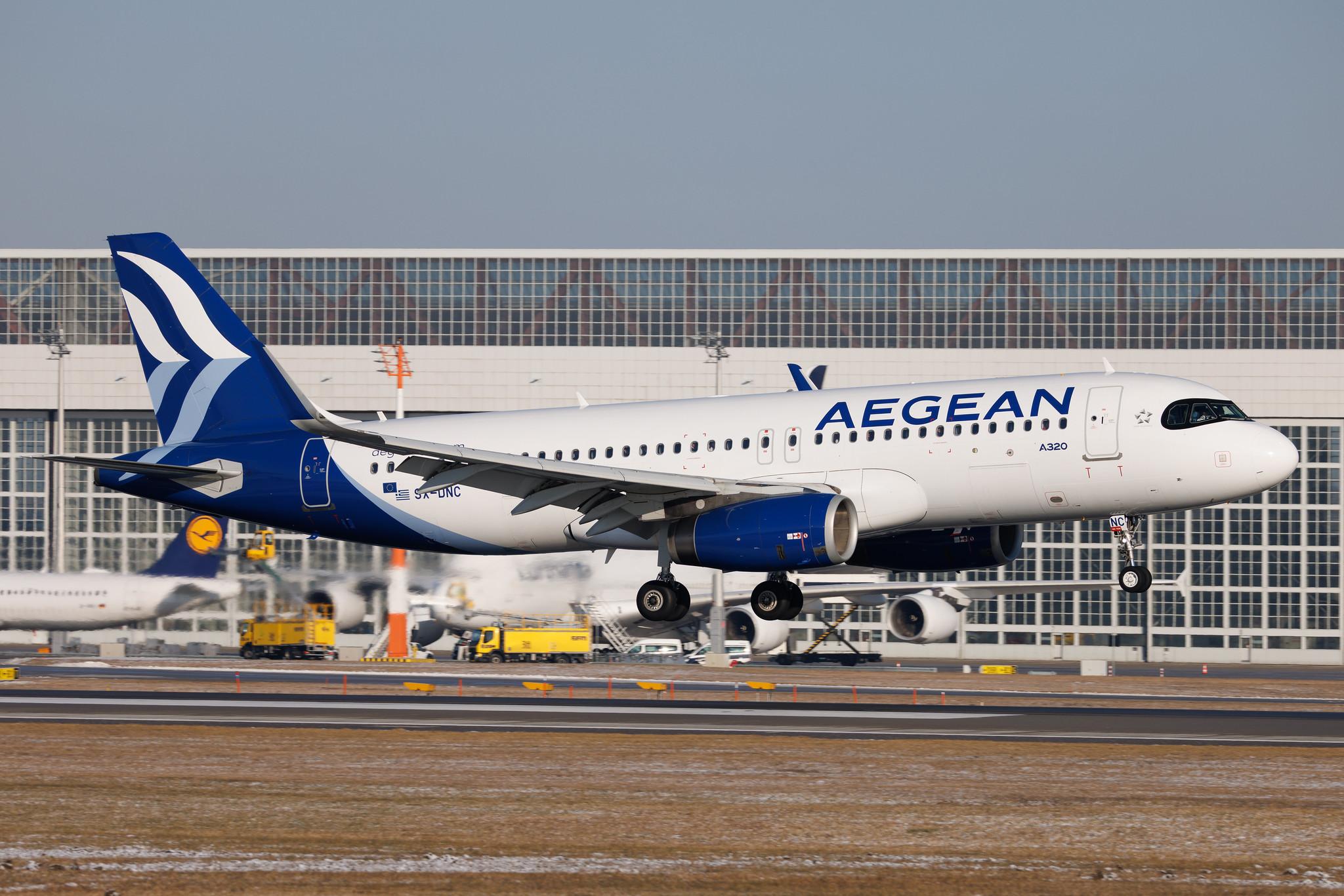 Munich Airport: Aegean Airlines (A3 / AEE) | Airbus A320-232 A320 | SX-DNC | MSN 6961