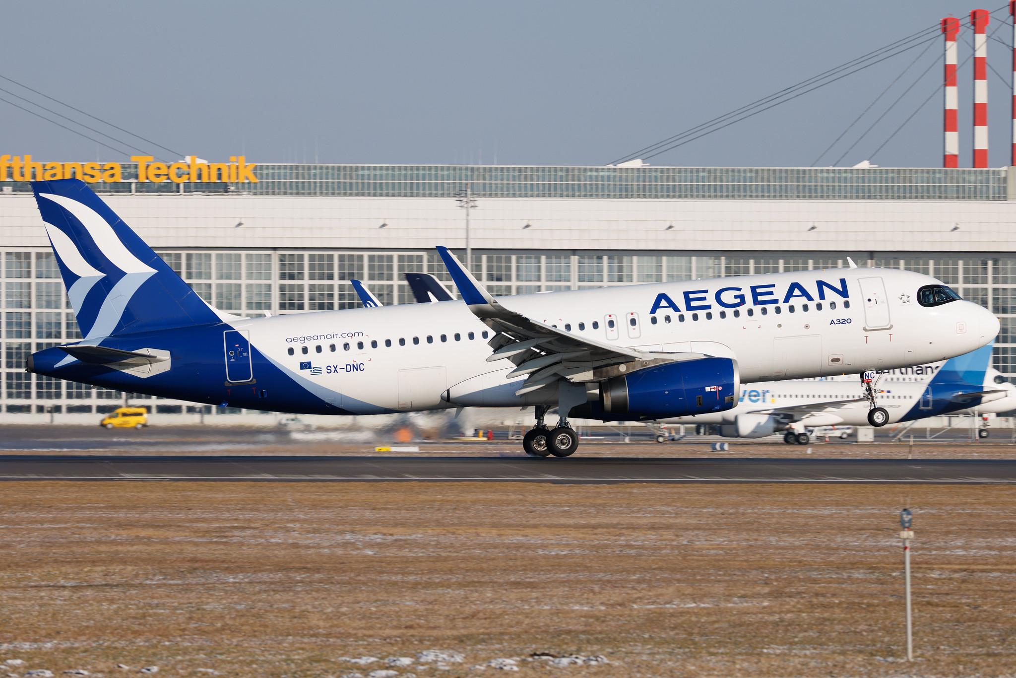 Munich Airport: Aegean Airlines (A3 / AEE) | Airbus A320-232 A320 | SX-DNC | MSN 6961
