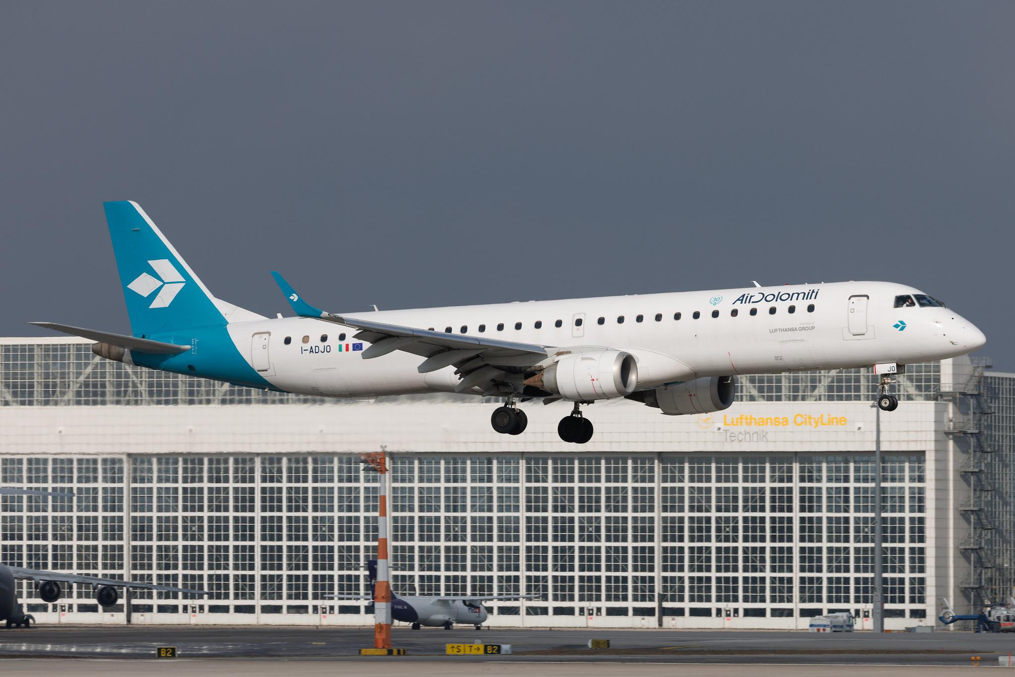 Munich Airport: Air Dolomiti (EN / DLA) | Embraer E195LR E195 | I-ADJO | MSN 19000280