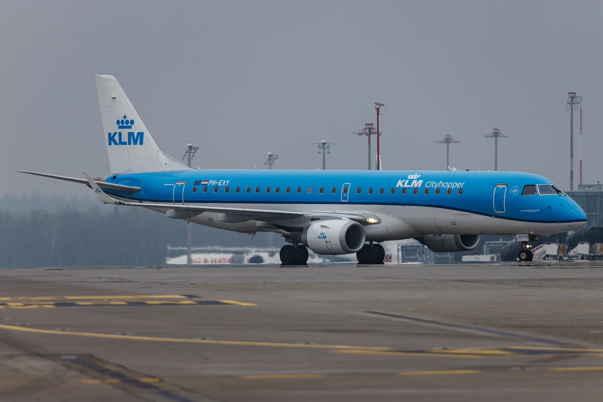 Flughafen Zürich: KLM (KL / KLM) | Operator: KLM Cityhopper | Embraer E190STD E190 | PH-EXY | MSN 19000751