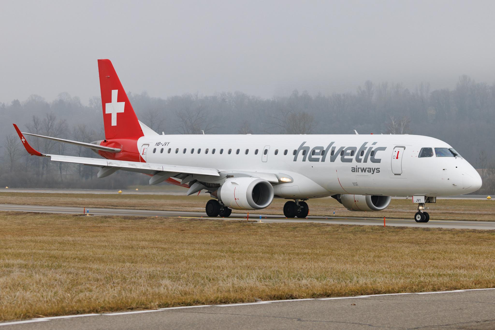 Flughafen Zürich: Helvetic Airways (2L / OAW) | Embraer E190LR E190 | HB-JVY | MSN 19000607