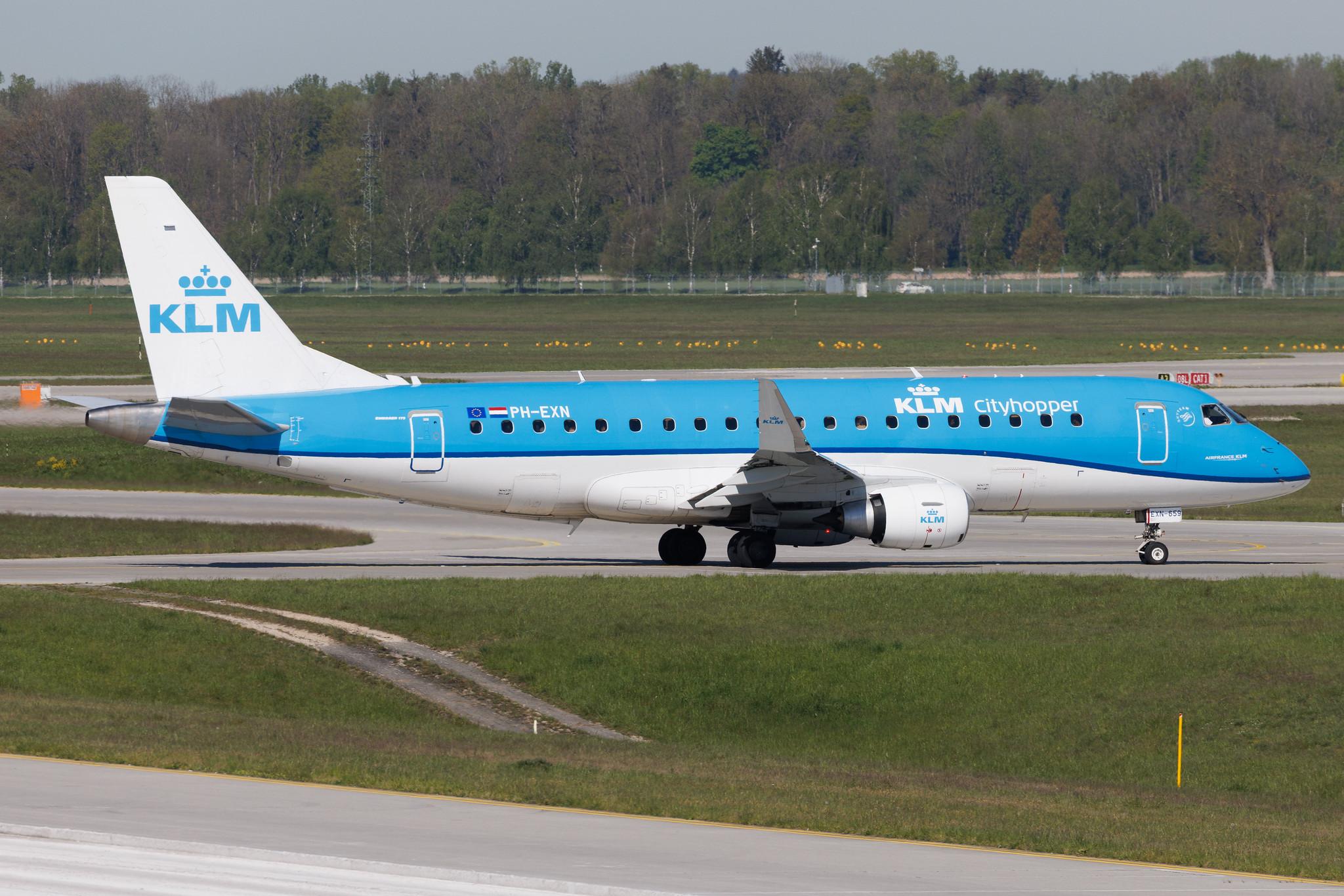 Munich Airport: KLM (KL / KLM) | Operator: KLM Cityhopper | Embraer E175STD E75L | PH-EXN | MSN 17000659