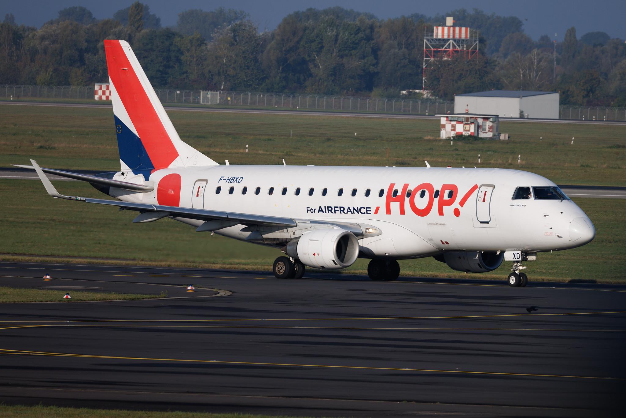 Düsseldorf Airport: Air France (AF / AFR) | Operator: Air France Hop | Embraer E170STD E170 | F-HBXD | MSN 17000281